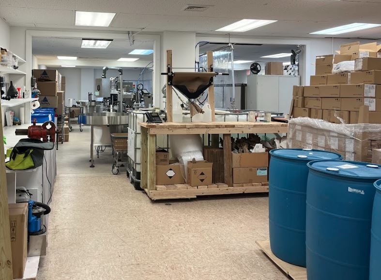 Ocean County, NJ manufacturing facility for hand sanitizer and surface disinfectant 